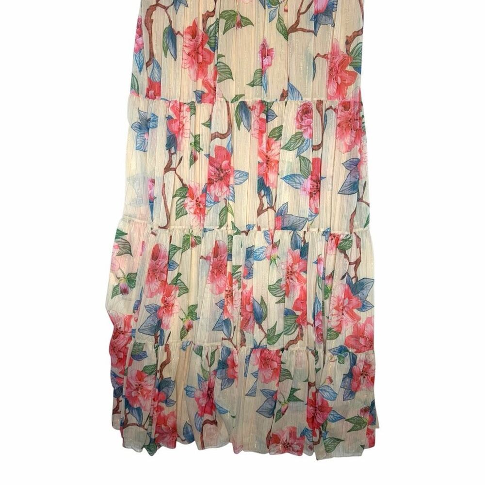NEW Ieena Mac Duggal 70203 Floral Chiffon High Neck Maxi Dress 14 - Picture 6 of 14